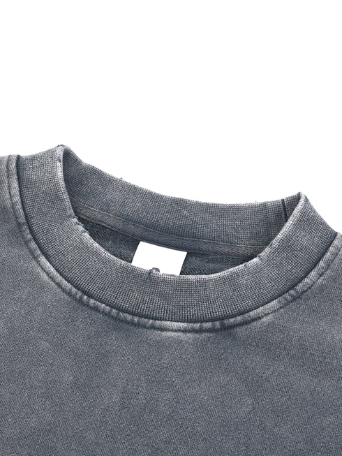 Mystic Maiden - Snow Washed Raw Edge Cropped Sweatshirt